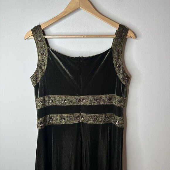 Vtg Talbots 90s Y2K Silk Velvet Beaded Maxi Dress Fairy Whimsigoth Prom 10 - Picture 7 of 11